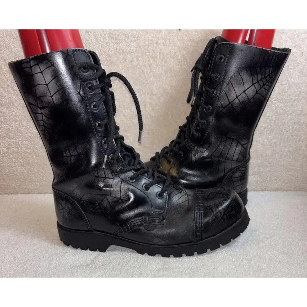 Underground Spider WebCommando Leather Boot-Steel Cap Men Size 8.5